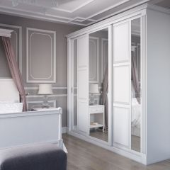 Шкаф-купе 2150 серии NEW CLASSIC K6Z+K1+K6+B22+PL2(по 2 ящика лев/прав+1 штанга+1 полка) профиль «Капучино» в Коротчаево - korotchaevo.mebel24.online | фото
