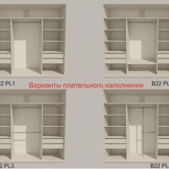 Шкаф-купе 2400 серии SOFT D7+D3+D3+B22+PL4 (по 2 ящика лев/прав+2штанги) профиль «Капучино» в Коротчаево - korotchaevo.mebel24.online | фото 6