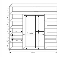 Шкаф-купе 2450 серии NEW CLASSIC K4+K4+K4+B22+PL4 (по 2 ящика лев/прав+F обр.штанга) профиль «Капучино» в Коротчаево - korotchaevo.mebel24.online | фото 3