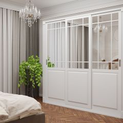 Шкаф-купе 2450 серии NEW CLASSIC K5+K5+K5+B22+PL3 (по 2 ящика лев/прав+1 штанга+1полка) профиль «Капучино» в Коротчаево - korotchaevo.mebel24.online | фото