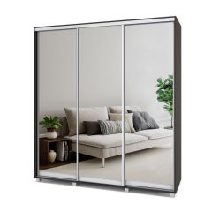 МАРТИН Шкаф-купе с зеркалами Венге (2000*450) М403 в Коротчаево - korotchaevo.mebel24.online | фото