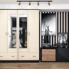 Шкаф Ронда ШК-4 с зеркалом (венге/беленый дуб) в Коротчаево - korotchaevo.mebel24.online | фото 3
