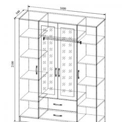СОФИ СШК1600.1Шкаф 4-х ств с2мя зерк, 2 ящиками в Коротчаево - korotchaevo.mebel24.online | фото 2