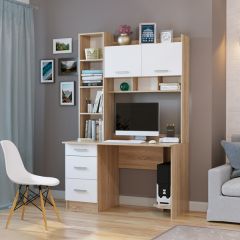 Стол компьютерный ПКС-5 Дуб сонома/Белый глянец в Коротчаево - korotchaevo.mebel24.online | фото