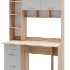 Стол компьютерный ПКС-5 Дуб сонома/Белый глянец в Коротчаево - korotchaevo.mebel24.online | фото 2