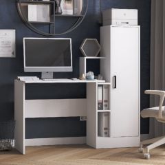 Стол компьютерный СКМ-2 ЛДСП Белый в Коротчаево - korotchaevo.mebel24.online | фото