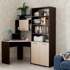Стол компьютерный угловой УНИ ПКС-8 + Стеллаж ПКС-8 в Коротчаево - korotchaevo.mebel24.online | фото