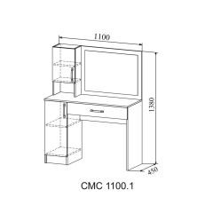 СОФИ Стол макияжный СМС 1100.1 с зеркалом (дуб сонома/белый) в Коротчаево - korotchaevo.mebel24.online | фото 2