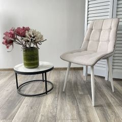 Стул CHIC HE622-01/ HE622-05 топленое молоко, ткань/ белый каркас М-City в Коротчаево - korotchaevo.mebel24.online | фото 4
