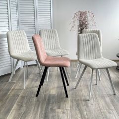 Стул ELVIS WZ2042-01 молочный фактурный велюр / белый каркас М-City в Коротчаево - korotchaevo.mebel24.online | фото 2