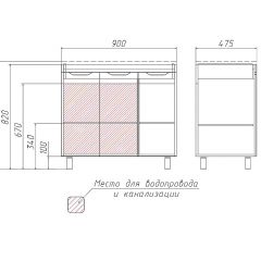 Тумба под умывальник Andrea 90 3D без ящика Домино (D37005T) в Коротчаево - korotchaevo.mebel24.online | фото 2