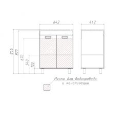 Тумба под умывальник Elen 65 Cube без ящика Домино (DC5002T) в Коротчаево - korotchaevo.mebel24.online | фото 3