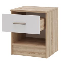 БЕАТРИС Тумба прикроватная (Дуб Сонома/Белый глянец) в Коротчаево - korotchaevo.mebel24.online | фото 2