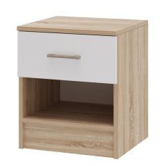 БЕАТРИС Тумба прикроватная (Дуб Сонома/Белый глянец) в Коротчаево - korotchaevo.mebel24.online | фото