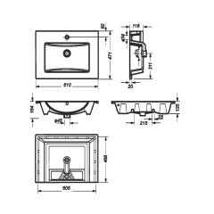 Умывальник мебельный "Quadro 60" Sanita Luxe в Коротчаево - korotchaevo.mebel24.online | фото 4