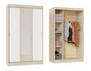 БАРИ Шкаф-купе с зеркалом (1300) Дуб Сонома/Белый в Коротчаево - korotchaevo.mebel24.online | фото 1
