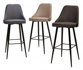 Барный стул NEPAL-BAR ГРАФИТ #14, велюр/ черный каркас (H=78cm) М-City в Коротчаево - korotchaevo.mebel24.online | фото 3