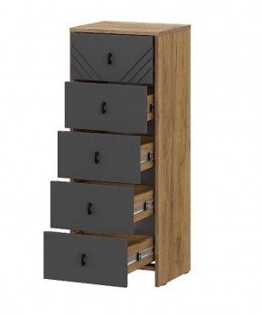БАЙКАЛ Комод (5 ящиков) Графит/Дуб золотой в Коротчаево - korotchaevo.mebel24.online | фото 2