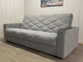 Диван Престиж-15 (НПБ+МДФ) велюр Sensey silver в Коротчаево - korotchaevo.mebel24.online | фото 2