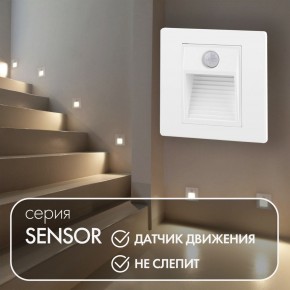 DK1020-WH Светильник встраиваемый в стену c датчиком движения, IP 20, LED 3000, 1 Вт, белый, пластик в Коротчаево - korotchaevo.mebel24.online | фото 2