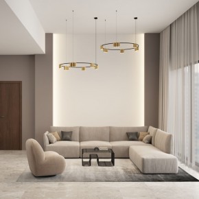 DK4067-BK+SG Подвесной светильник ORBIT, IP20, 15xGU10 LED, до 15 Вт, черный + сатинированное золото, алюминий в Коротчаево - korotchaevo.mebel24.online | фото 4