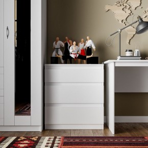 Комод КАСТОР с тремя ящиками, цвет белый в Коротчаево - korotchaevo.mebel24.online | фото 3