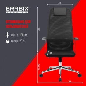 Кресло BRABIX PREMIUM "Ultimate EX-801" хром, плотная двойная сетка Х2, черное, 532917 в Коротчаево - korotchaevo.mebel24.online | фото 7