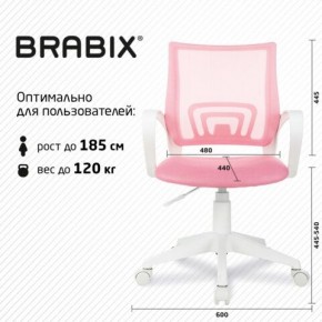 Кресло BRABIX "Fly MG-396W", с подлокотниками, пластик белый, сетка, розовое, 533008 в Коротчаево - korotchaevo.mebel24.online | фото 5