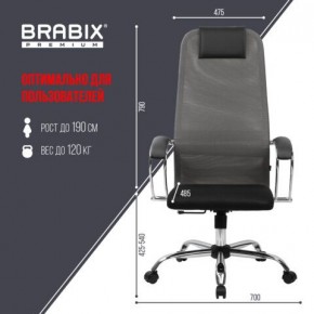 Кресло офисное BRABIX PREMIUM "Ultimate EX-800" хром, плотная двойная сетка Х2, черное/серое, 532912 в Коротчаево - korotchaevo.mebel24.online | фото 3