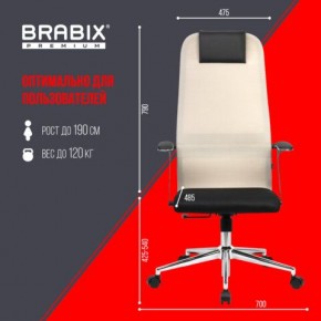 Кресло офисное BRABIX PREMIUM "Ultimate EX-801" хром, плотная двойная сетка Х2, черное/бежевое, 532919 в Коротчаево - korotchaevo.mebel24.online | фото 6