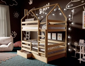 Кровать-домик двухъярусная 80*190 без покраски в Коротчаево - korotchaevo.mebel24.online | фото