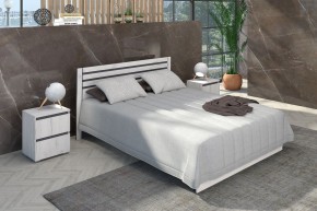 Кровать Лиана 1.4 (Дуб Крафт Белый/Графит) в Коротчаево - korotchaevo.mebel24.online | фото