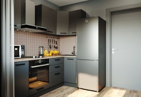 Кухня угловая Антрацит 2200х1000 (Стол. 38мм) в Коротчаево - korotchaevo.mebel24.online | фото 1