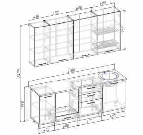 Кухонный гарнитур Антрацит 2200 (Стол. 26мм) в Коротчаево - korotchaevo.mebel24.online | фото 3