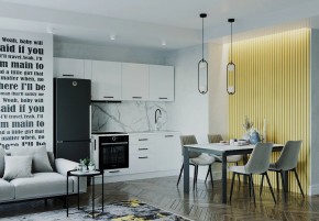 Кухонный гарнитур Белый Глянец 2550 (Стол. 26мм) в Коротчаево - korotchaevo.mebel24.online | фото 1