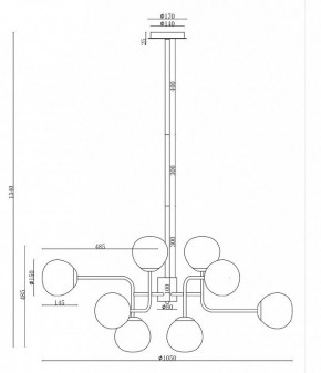 Люстра на штанге Maytoni Erich MOD221-PL-12-G в Коротчаево - korotchaevo.mebel24.online | фото 3