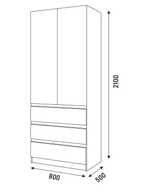 ПАРУС Шкаф 2-х ств. 800 в Коротчаево - korotchaevo.mebel24.online | фото 3
