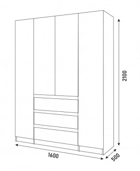 ПАРУС Шкаф 4-х ств. 1600 в Коротчаево - korotchaevo.mebel24.online | фото 3