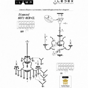 Подвесная люстра iLamp Diamond 6071-8 CR+CL в Коротчаево - korotchaevo.mebel24.online | фото 2