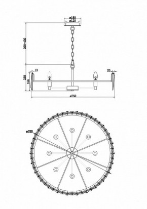 Подвесной светильник Maytoni Puntes MOD043PL-08CH в Коротчаево - korotchaevo.mebel24.online | фото 4