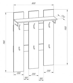 Прихожая-вешалка большая 800 в Коротчаево - korotchaevo.mebel24.online | фото 2