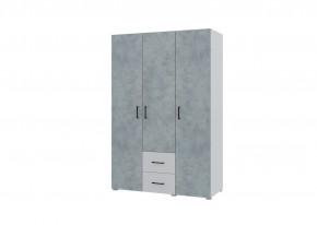 Шкаф 3-х створчатый с ящиками VICTOR (Белый-Бетон) в Коротчаево - korotchaevo.mebel24.online | фото