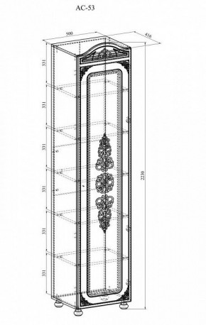 Шкаф для белья Ассоль АС-53К в Коротчаево - korotchaevo.mebel24.online | фото 3