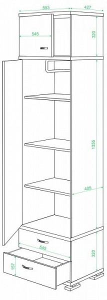 Шкаф платяной Домино КС-10 в Коротчаево - korotchaevo.mebel24.online | фото 2