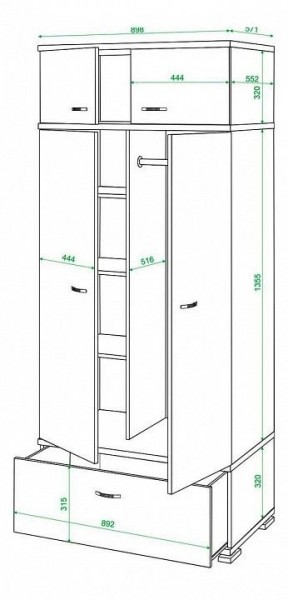 Шкаф платяной Домино КС-20 в Коротчаево - korotchaevo.mebel24.online | фото 3