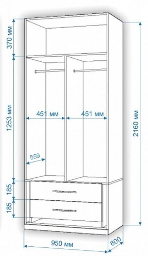 Шкаф платяной Нобиле Пл-95/60 в Коротчаево - korotchaevo.mebel24.online | фото 2