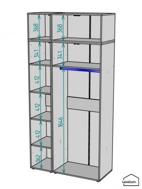 Шкаф с антресолью Linnea MHR-3A-1 2450х1200х510 (Графит-М 11.1.25) в Коротчаево - korotchaevo.mebel24.online | фото 3