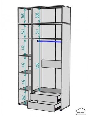 Шкаф с антресолью Linnea MHR-3A-2 2450х1200х510 (Графит-М 11.1.25) в Коротчаево - korotchaevo.mebel24.online | фото 3