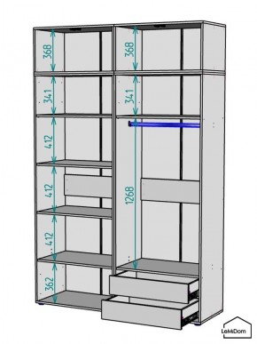 Шкаф с антресолью Linnea MHR-4A-2 2450х1600х510 (Графит-М 11.1.25) в Коротчаево - korotchaevo.mebel24.online | фото 3