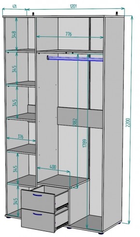 Шкаф с зеркалом Ольга H54_M в Коротчаево - korotchaevo.mebel24.online | фото 2